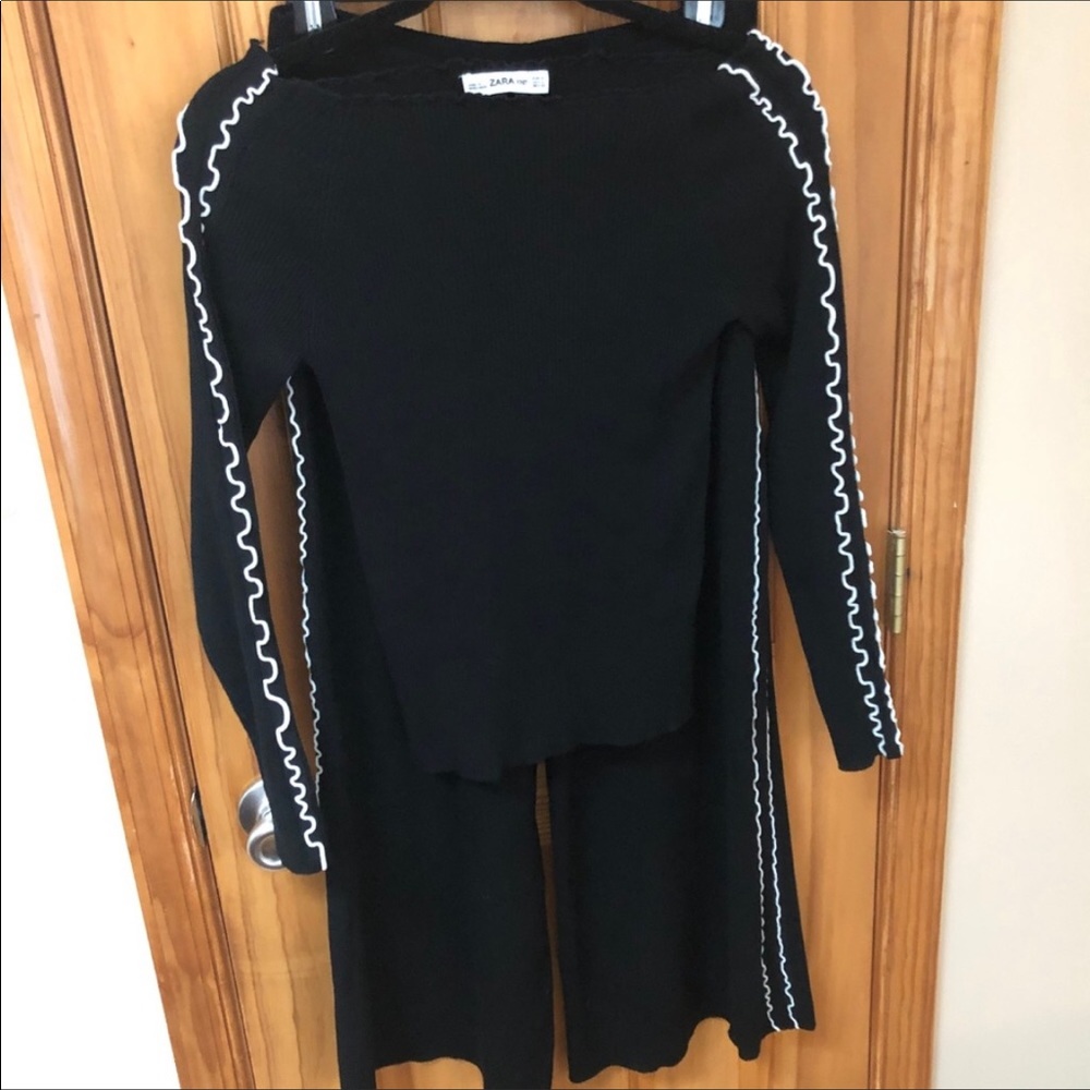 Zara Black and White Ribbed Pants Set